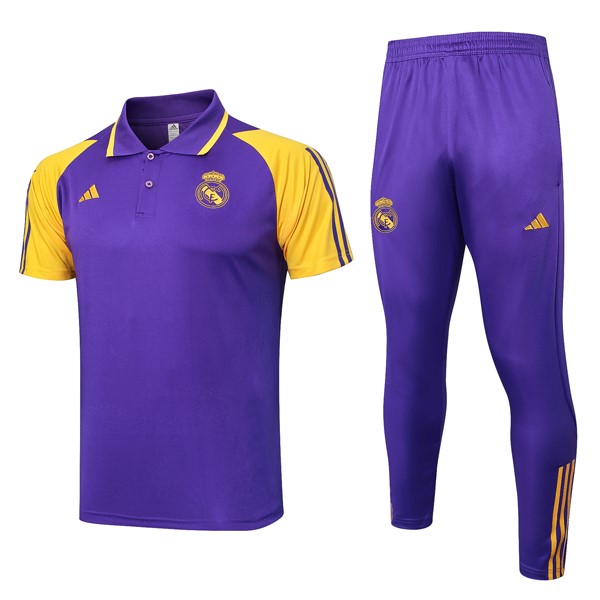 Polo Real Madrid Conjunto Completo 2024/2025 Purpura Amarillo